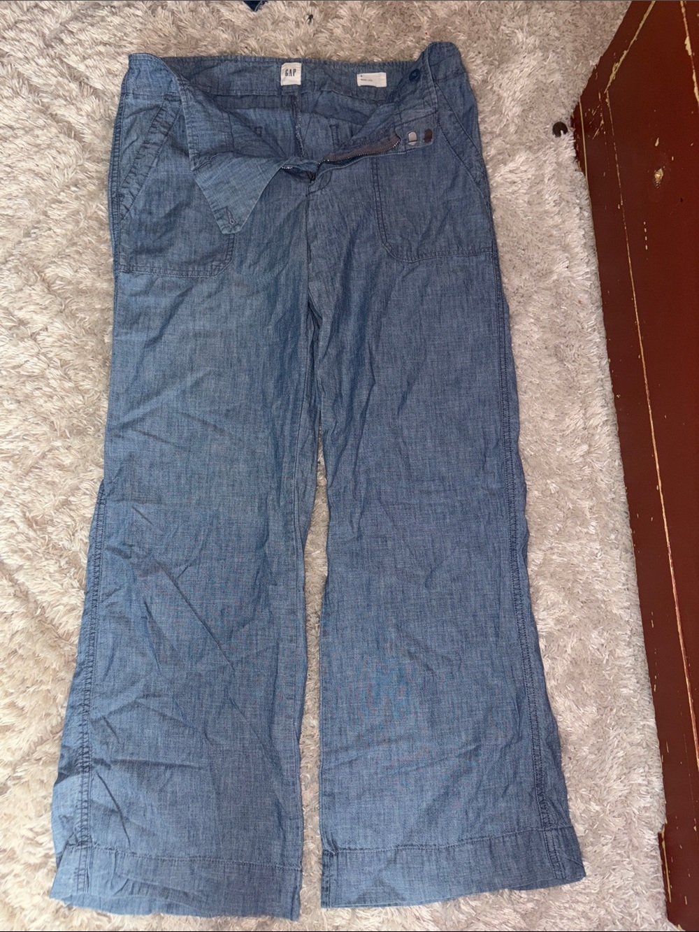 GAP Women’s Wide-Leg Chambray Pants - Light Blue